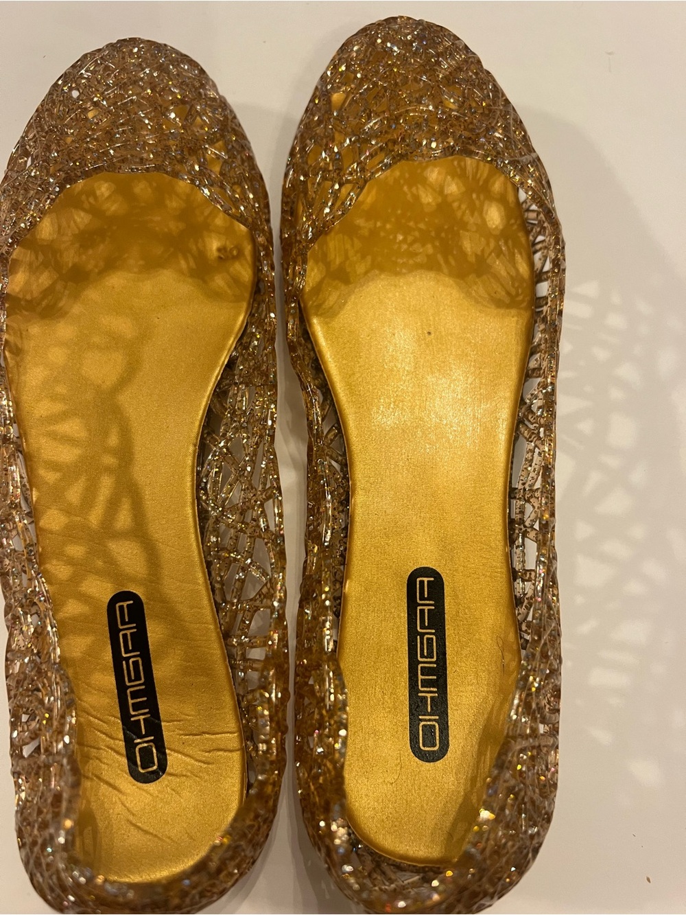 Gold Glitter Jelly Flats by Melissa-Style Brand